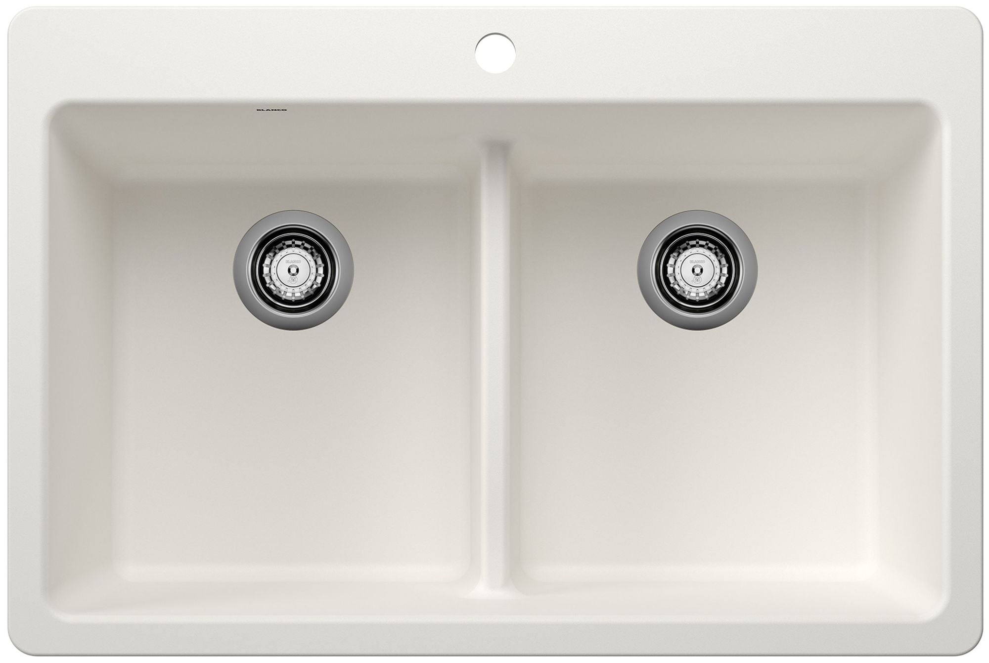 Liven 33" White Stone Double Bowl Drop-In Kitchen Sink