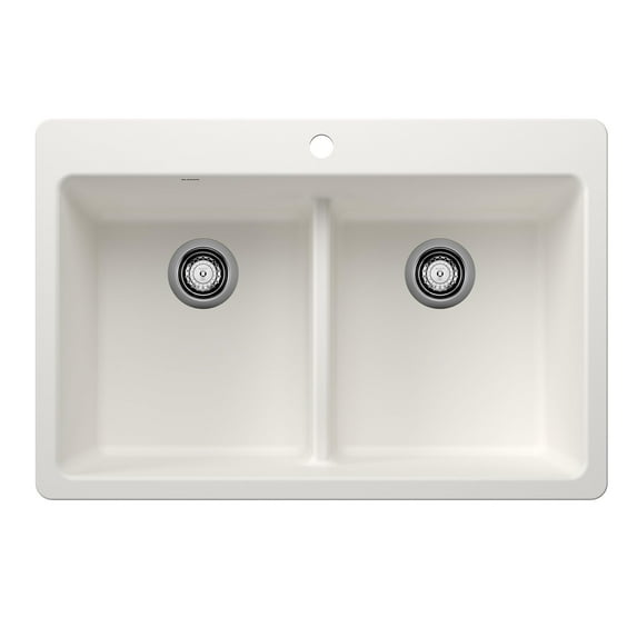 Blanco 443205 33 x 22 in. 1H 2B Dual Mount Kitchen Sink - White