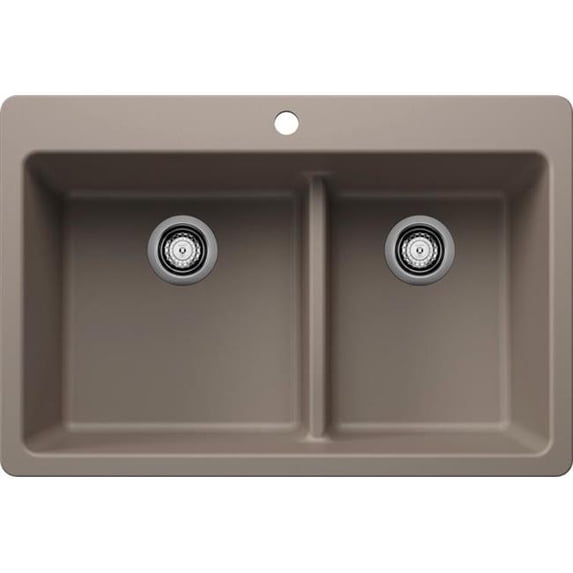 Blanco 443214 33 x 22 in. 1H 2B Dual Mount Kitchen Sink - Truffle