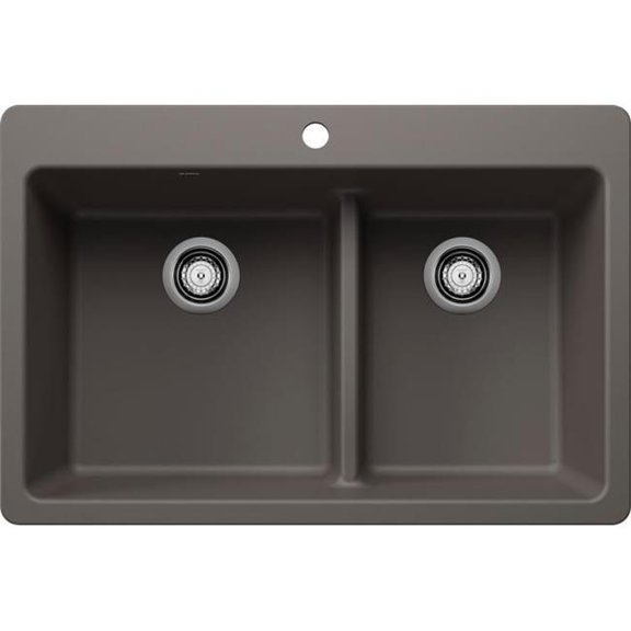 Blanco 443216 33 x 22 in. 1H 2B Dual Mount Kitchen Sink - Volcano Grey