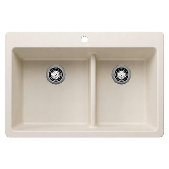 Blanco 443213 33 x 22 in. 1H 2B Dual Mount Kitchen Sink - White