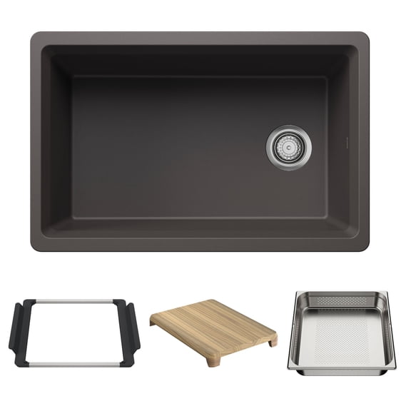 Blanco 443305 Inteos 30" Undermount Single Basin Granite Composite Kitchen Sink - Cinder