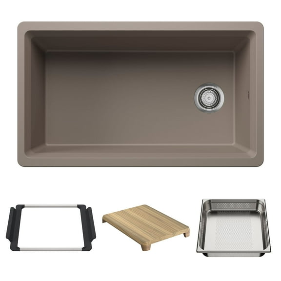 Blanco 443314 Inteos 33" Undermount Single Basin Granite Composite Kitchen Sink - Truffle