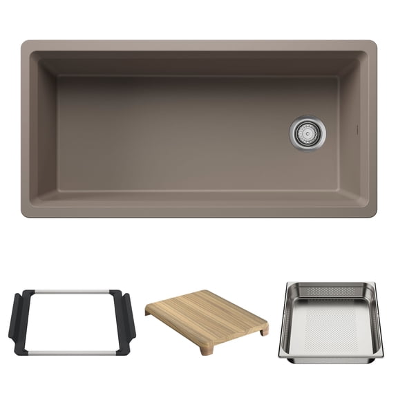 Blanco 443323 Inteos 39" Undermount Single Basin Granite Composite Kitchen Sink - Truffle