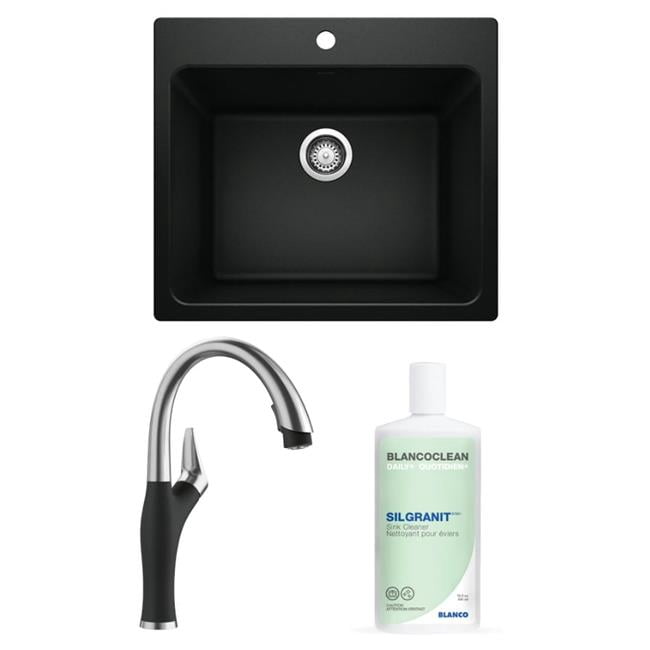 Blanco BU-442924 1 Bowl Laundry Sink with Faucet & Cleaner, Coal Black ...