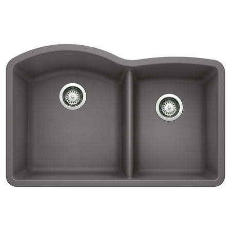 Blanco DIAMOND 1-3/4 Bowl SILGRANIT Sink Cinder