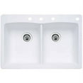 thumbnail image 1 of Blanco Diamond 4-Hole Double-Basin Drop-In or Undermount Granite Kitchen Sink, White, 1 of 2