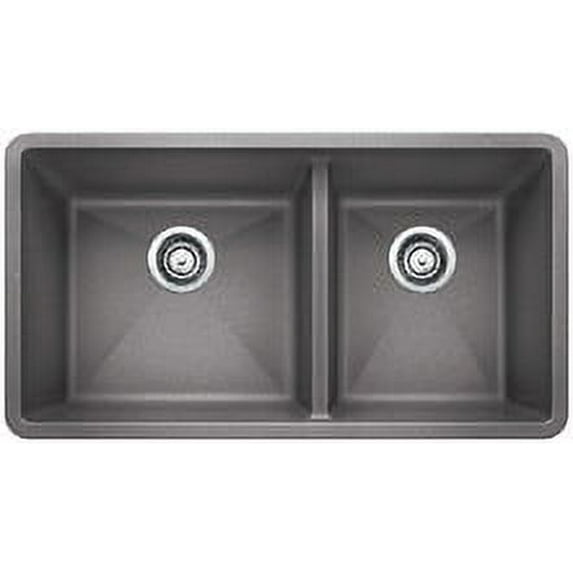 Blanco PRECIS 1-3/4 Bowl SILGRANIT Sink Metallic Gray