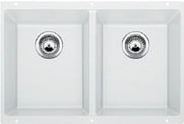 White Granite Double Bowl Undermount Kitchen Sink