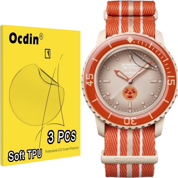 Blancpain X Swatch Premium Screen Protector Watch Protective Film Set Anti Scratch Crystal Soft Cover Film and Tempered Back Film(3 TPU)