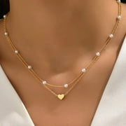 Blaniy Layered Necklaces for Women Dainty Gold Necklace Pearl Cross Necklace Choker Trendy Jewelry Gifts for Her