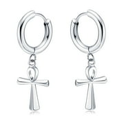 Blaniy Faith Cross Dangle Drop Earrings Stainless Steel Huggie Hoops Criss Charm Earring for Women Men Unisex Religion Jewelry Gifts