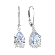 BLANIY Guardian Angel Wings for Women Dangle Drop Earrings 925 Sterling Silver Teardrop Simulated Diamond Leverback Earrings April Birthstone Jewelry Gifts for Her