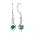 thumbnail image 1 of Blaniy Infinity Dangle Drop Earrings for Women 925 Sterling Silver Leverback Emerald Earrings May Birthstone Jewelry Gifts for Mom Wife Her, 1 of 6