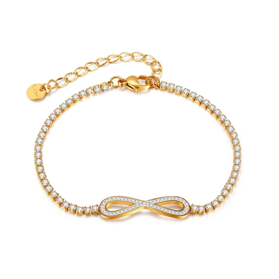 Blaniy Infinity Tennis Bracelet Sparkling Cubic Zirconia Bracelet Infinity Design Jewelry Gifts for Women Mom Wife