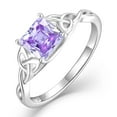 thumbnail image 1 of Blaniy Infinity Trinity Irish Celtic Knot Ring for Women 925 Sterling Silver Statement Ring Princess Cut Alexandrite Ring June Birthstone Jewelry Gifts for Her Size 9, 1 of 6
