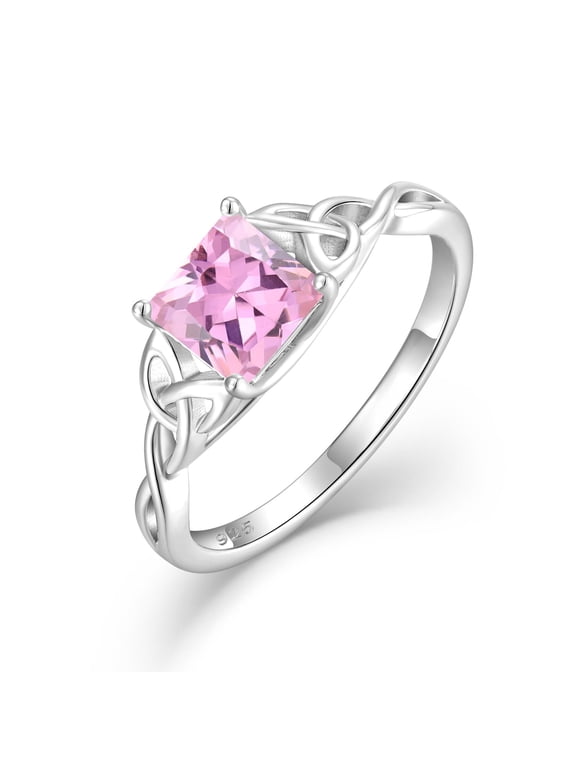 Infinity Trinity Irish Celtic Knot Ring for Women Statement Ring Princess Cut Ring October Birthstone Jewelry Gifts for Her Size 6