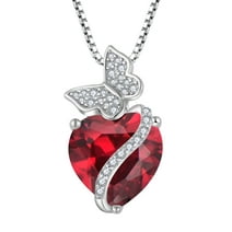 Blaniy Sterling Silver July Birthstone Heart Necklace Butterfly Pendant Jewelry Gift for Women