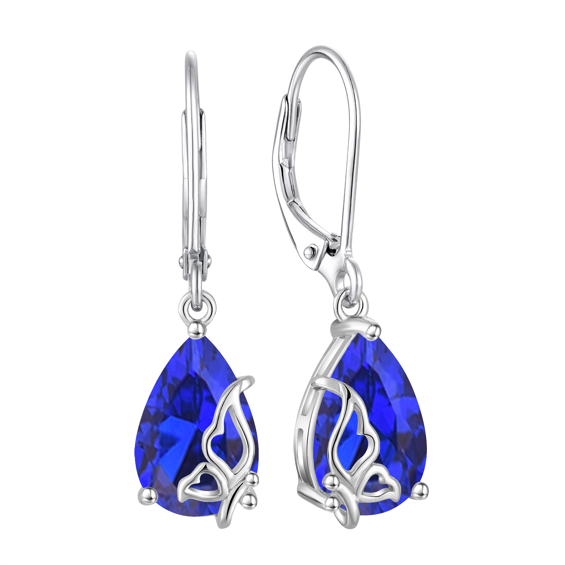 14K Yellow Gold Birthstone Milgrain Halo Teardrop Dangle Leverback