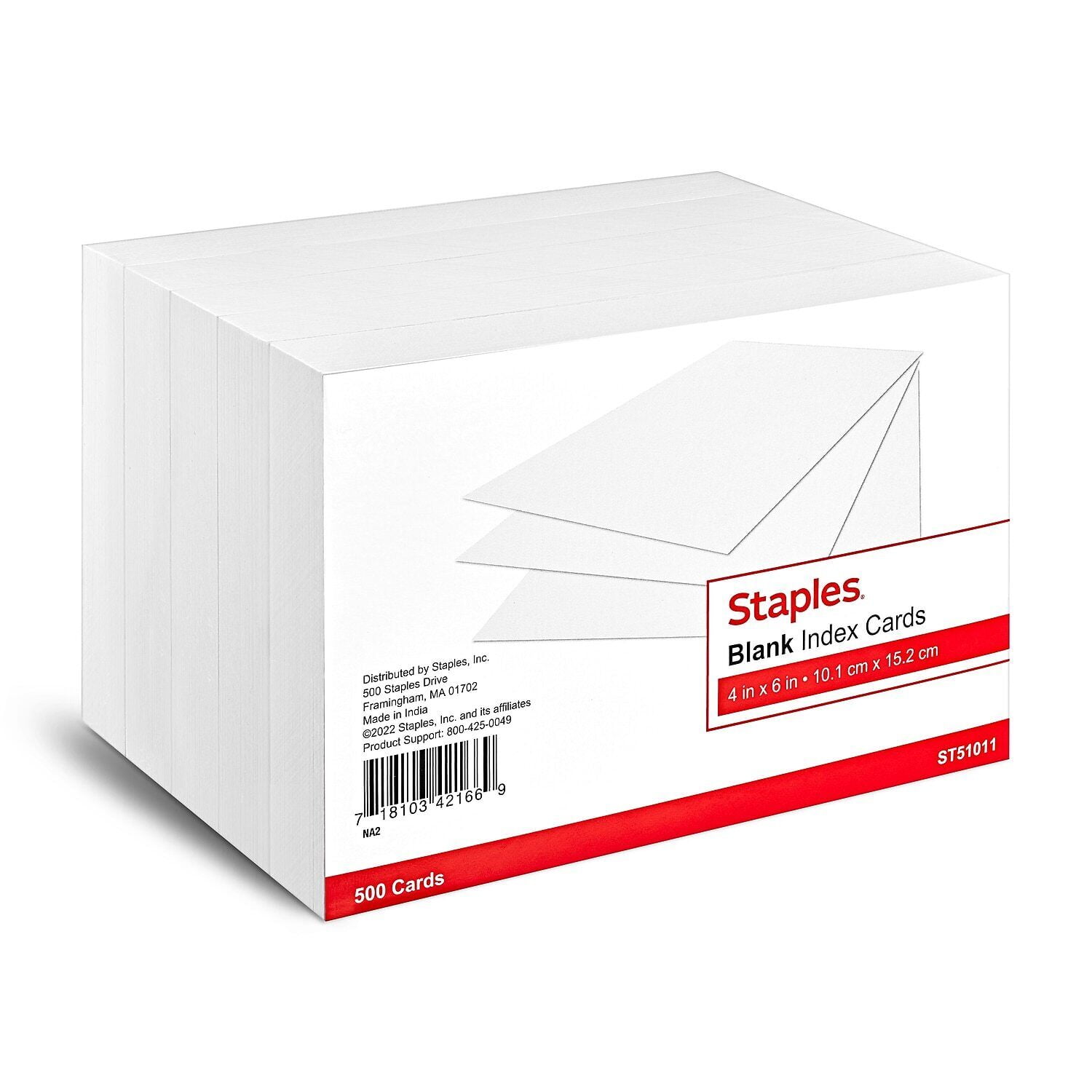 Blank 4" x 6" Index Cards White 500/Pack (51011) 233502