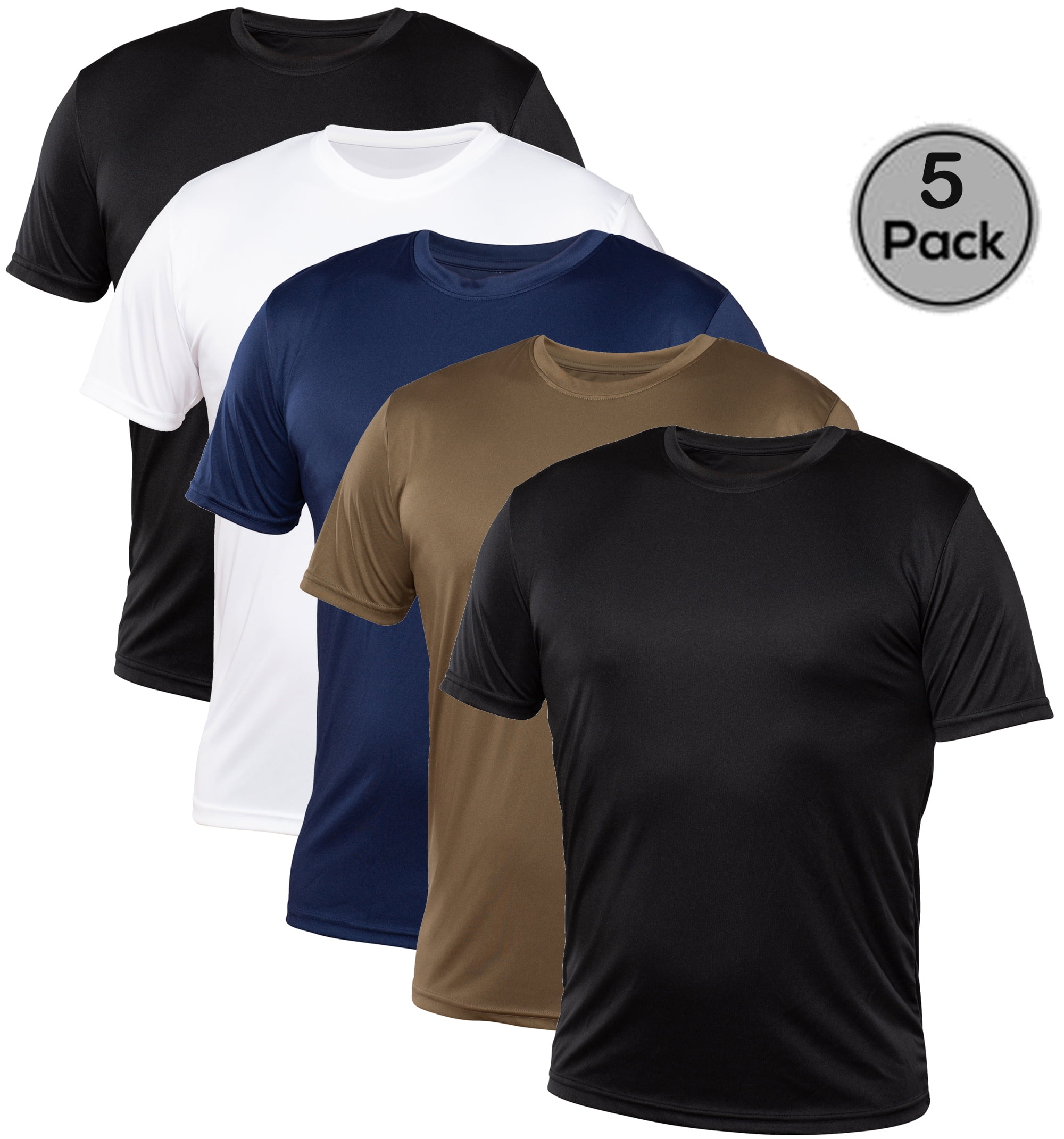 Blank Activewear, 5 Pack Men's Crew Neck Performance TShirt, XS to 4XL