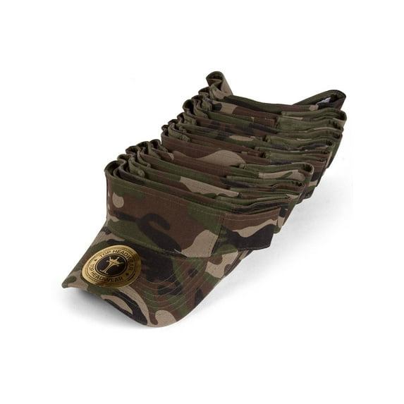 Blank Adult Adjustable 12 Pack Lot Dozen Bulk Visor, Camo
