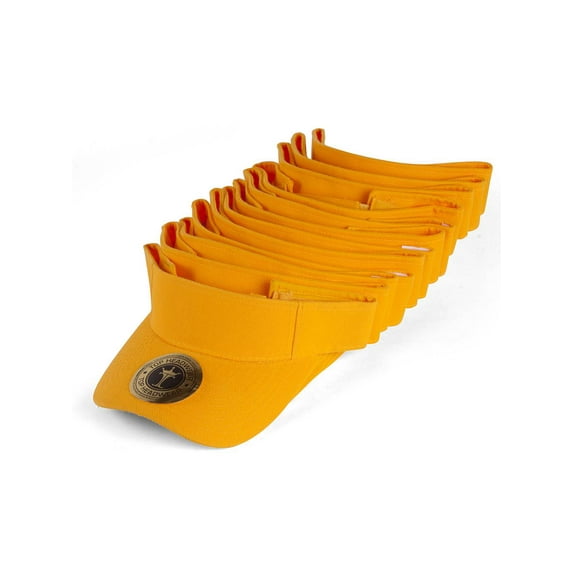 Blank Adult Adjustable 12 Pack Lot Dozen Bulk Visor, Gold