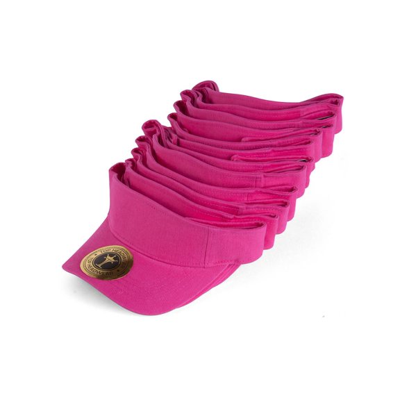 Blank Adult Adjustable 12 Pack Lot Dozen Bulk Visor, Hot Pink