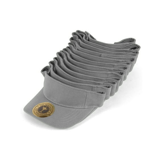 Blank Adult Adjustable 12 Pack Lot Dozen Bulk Visor, Light Grey