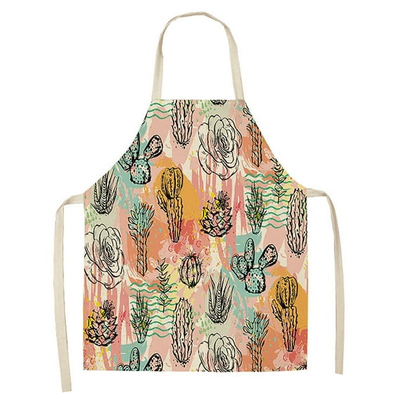 Blank Aprons for Embroidery Bib Aprons for Women Short Small Fresh Cactus Printed Apron Green Printed Apron Home Cleaning Parent Child Apron Waterproof And Oil Proof Aprons And Chef Hats