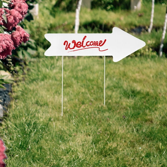 Blank Arrow Sign with Stakes - Outdoor Lawn Plastic Writing Board for Practical Emblems and Directional Signs