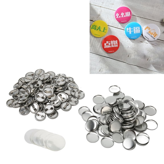 Blank Badge Buttons, 100 Sets Pin Back Kit, Ideal For Personalized Gifts Name Tags