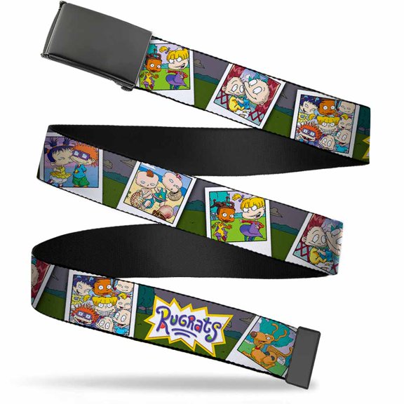 Blank Black 1.25" Buckle Rugrats Character Snapshots Webbing Web Belt 1.25" Wide