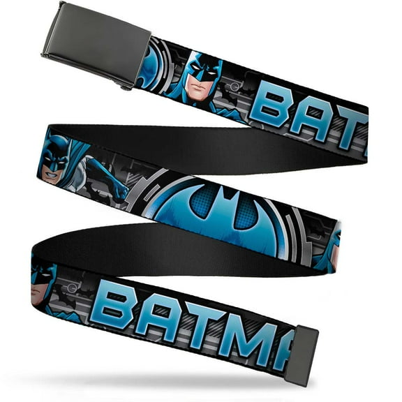 Blank Black Buckle Batman Poses Bat Signal Close Up Black Grays Blues Web Belt
