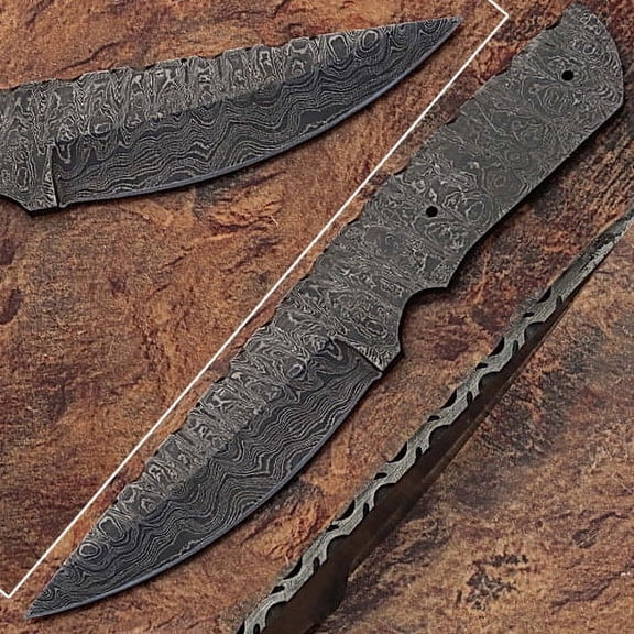 Blank Blade Damascus Eye Bird Pattern Full Tang Skinner Knife