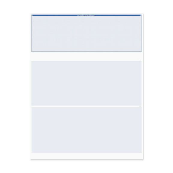 Blank Blue Computer Checks / 8.5" x 11" Blank Business Checks / 250 Laser And Ink Jet Checks With Perforated Vouchers / Made In The USA