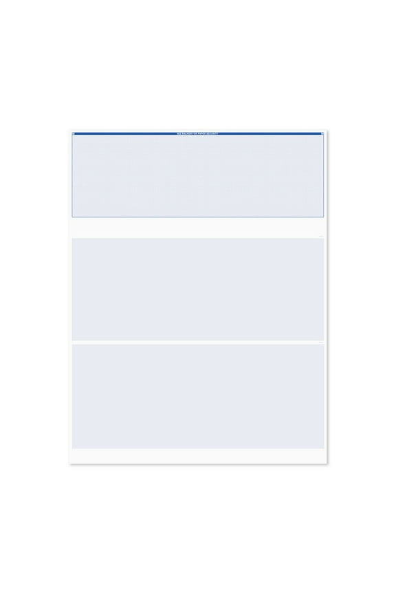 Blank Blue Computer Checks / 8.5" x 11" Blank Business Checks / 250 Laser And Ink Jet Checks With Perforated Vouchers / Made In The USA