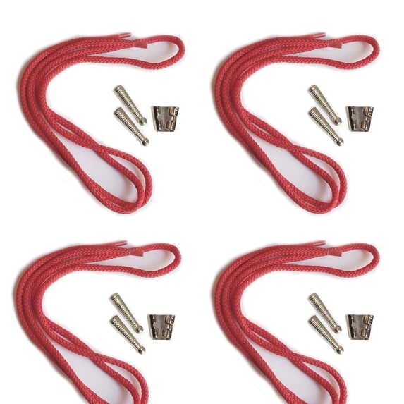 Blank Bolo Tie Kit Standard Slide Ridge Tip Silvertone Parts Red Cord Pk/4