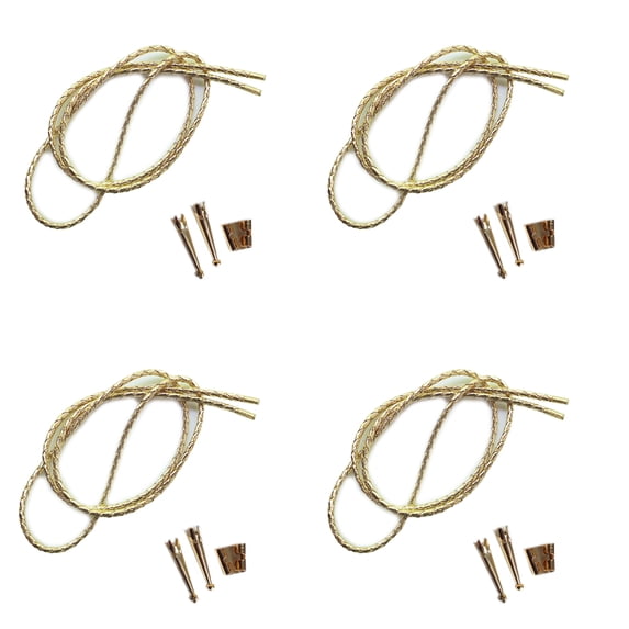 Blank Bolo Tie Kit Standard Slide Smooth Tip Goldtone Parts Gold Vinyl Pk/4