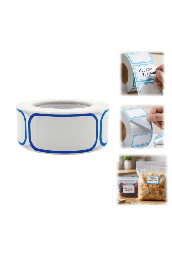 Blank Border Label Stickers Roll, Waterproof Handwriteable Jar Bottle Organizing Tags, Self Adhesive Food Spice Classification Marking Labels