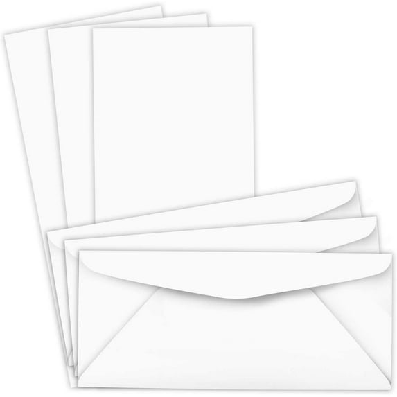 Blank Business Note Cards with Envelopes – Great for Invitations, Advertisements and Marketing| Thick and Durable 80lb (216gsm) White Cover Stock | 4 x 9 Inches | 100 Cards and Envelopes per Pack