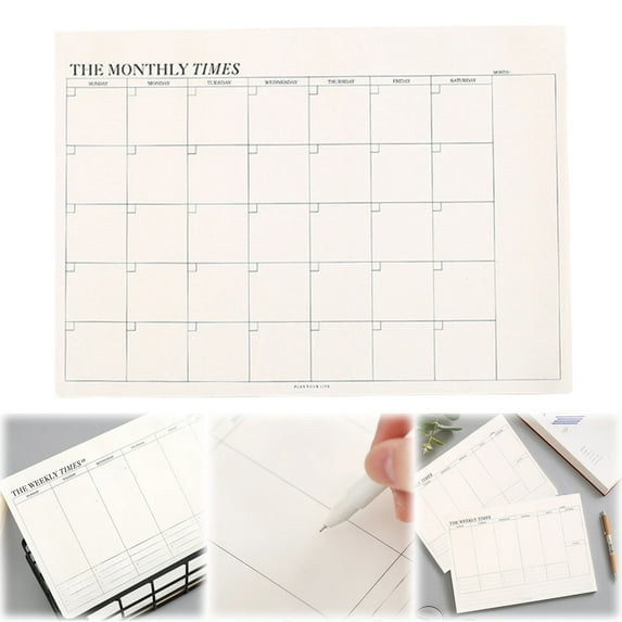 Blank Calendar Sheet, Blank Monthly Planner, 9.64x6.89Inch Tear Off Monthly Planner Notepad, 60 Sheets Undated Monthly Planner Pad, Holiday Blank Planner Scheduling