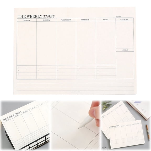 Blank Calendar Sheet, Blank Weekly Planner, 9.64x6.89Inch Tear Off Weekly Planner Notepad, 60 Sheets Undated Weekly Planner Pad, Holiday Blank Planner Scheduling