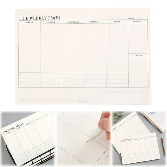 Blank Calendar Sheet, Blank Weekly Planner, 9.64x6.89Inch Tear Off Weekly Planner Notepad, 60 Sheets Undated Weekly Planner Pad, Holiday Blank Planner Scheduling