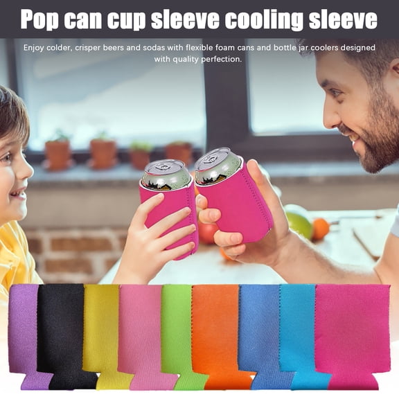 Blank Can Cooler Sleeves, Bulk Insulated Foam for Beer, Collapsible Plain Drink Holder, Cold Soda Insulator Green 1Pcs