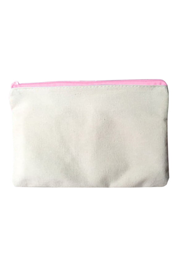 Blank Canvas Bag Zipper Pouch – Multi-Purpose Canvas Pencil Pouch with Sturdy Zipper, Cosmetic Bag Travel Toiletry Bag for DIY Craft Projects & Storage