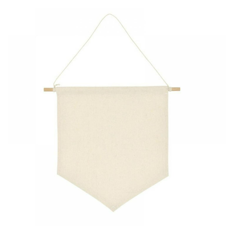 Blank Canvas Banners,Cotton Canvas Pennant Banner Solid Color Banner,Wall  Hanging Blank Canvas Banners for Wall Home Garden and Yard Decoration Badge  Buttons Pin Display DIY Display 