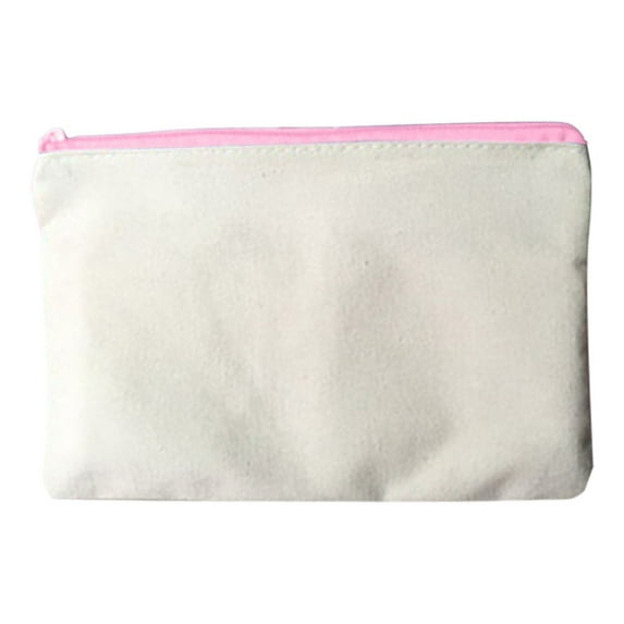 Blank Canvas Pencil Case Pink A Dusknt Stationery Bag Blank Cotton Canvas DIY Craft Zipper Bags Pencil Case For Makeup Cosmetic Toiletry Stationary Storage