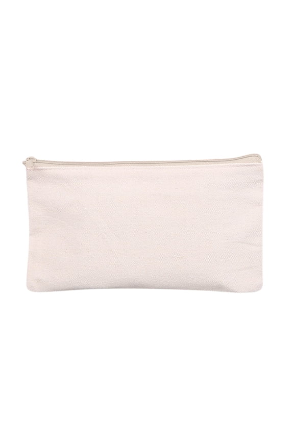 Blank Canvas Zipper Pouch For DIY Craft Canvas Makeup Bags Zipper Invoice Bill Bag Makeup Bag Cosmetic Bag Multi-Purpose Travel Bags Pen Pencil Case Potable Storage Bag Beige