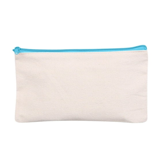 Blank Canvas Zipper Pouch for DIY CraftCanvas Makeup Bags with Colored Zipper In Canvas Cosmetic Bag Multi-Purpose Travel Bags Pen Pencil Case
